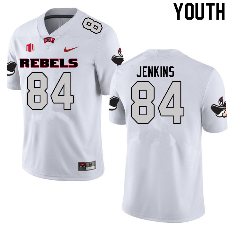 Youth #84 Steve Jenkins UNLV Rebels College Football Jerseys Sale-White - Click Image to Close